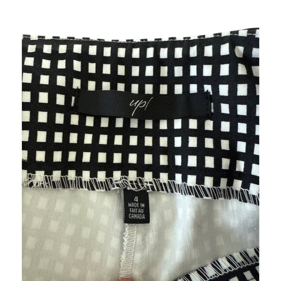 UP! Canada Black White Check Elastic Waist Ankle Pull On Pants‎ Size 4 Slimming - Picture 5 of 8